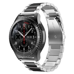 Cadorabo Zapestnica iz nerjavečega jekla 22 mm združljiva s Samsung Galaxy Gear S3 / Gear 2 v srebrno črna - Nadomestna zapestnica za Huawei Watch GT za Watch 2 Pro za Ticwatch Pro za Pepple
