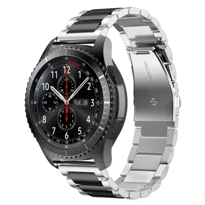Cadorabo Zapestnica iz nerjavečega jekla 20mm združljiva s Samsung Galaxy Watch 42 mm/S2 Classic/Sport v srebrna črna - Nadomestna zapestnica za Huawe