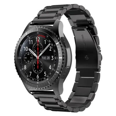 Cadorabo Zapestnica iz nerjavečega jekla 22mm združljiva s Samsung Galaxy Gear S3/Gear 2 v črna - Nadomestna zapestnica za Huawei Watch GT za Watch 2