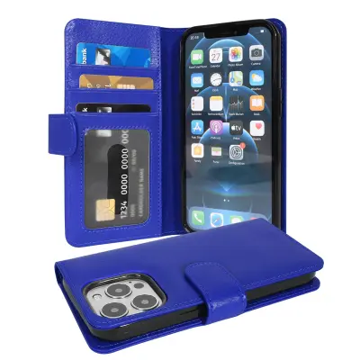Cadorabo Ohišje, združljivo z Apple iPhone 13 PRO MAX v neptunova modra - Zaščitni ovitek z magnetnim zapiranjem in 3 režami za kartice