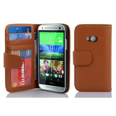 Cadorabo Ohišje, združljivo z HTC ONE M8 MINI v cognac brown - Zaščitni ovitek z magnetnim zapiranjem in 3 režami za kartice