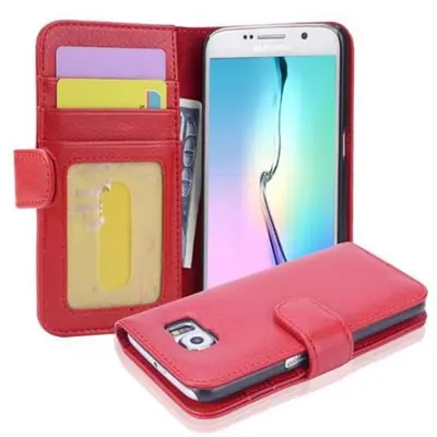 Cadorabo Ohišje, združljivo z Samsung Galaxy S6 v inferno red - Zaščitni ovitek z magnetnim zapiranjem in 3 režami za kartice