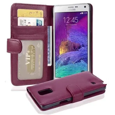 Cadorabo Ohišje, združljivo z Samsung Galaxy NOTE 4 v bordo vijolična - Zaščitni ovitek z magnetnim zapiranjem in 3 režami za kartice