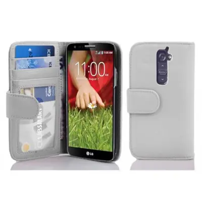 Cadorabo Ohišje, združljivo z LG G2 v snežno bela - Zaščitni ovitek z magnetnim zapiranjem in 3 režami za kartice