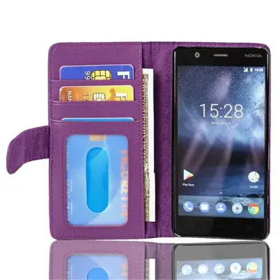 Cadorabo Ohišje, združljivo z Nokia 3 2017 v bordo vijolična - Zaščitni ovitek z magnetnim zapiranjem in 3 režami za kartice