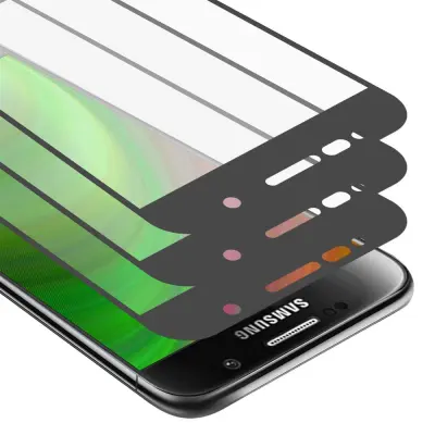 CADORABO Samsung Galaxy S6 - Zaščitna folija v transparentno s čarno - 3-pack Kaljeno steklo za zaščito zaslona s trdoto 9H in 3D dotikom