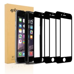 Cadorabo 3x Celotna zaščitna folija za zaslon, združljiva z Apple iPhone 7 PLUS/7S PLUS/8 PLUS v transparentna s črno - 3-pack Kaljeno steklo za zašči