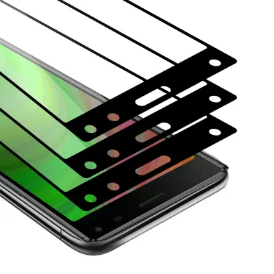 CADORABO Sony Xperia 8 - Zaščitna folija v transparentno s čarno - 3-pack Kaljeno steklo za zaščito zaslona s trdoto 9H in 3D dotikom