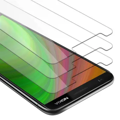 CADORABO Nokia 3.1 - Zaščitna folija v visoka prosojnost - 3-pack Kaljeno zaščitno steklo za zaslone s trdoto 9H in združljivostjo s 3D dotikom