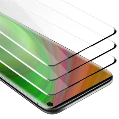 CADORABO Samsung Galaxy S10 4G - Zaščitna folija v transparentno s čarno - 3-pack Kaljeno steklo za zaščito zaslona s trdoto 9H in 3D dotikom