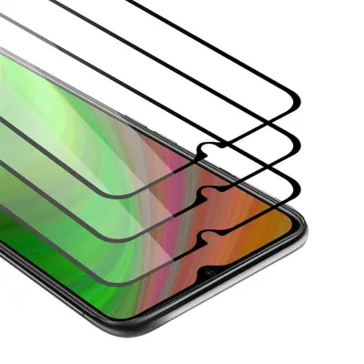 CADORABO Oppo A12 - Zaščitna folija v transparentno s čarno - 3-pack Kaljeno steklo za zaščito zaslona s trdoto 9H in 3D dotikom