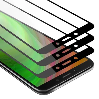 CADORABO Xiaomi RedMi 6A - Zaščitna folija v transparentno s čarno - 3-pack Kaljeno steklo za zaščito zaslona s trdoto 9H in 3D dotikom