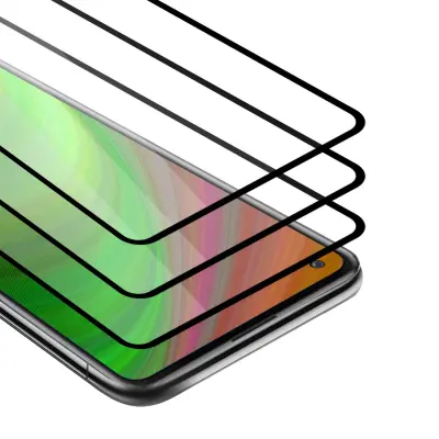 CADORABO Xiaomi RedMi 10X 4G - Zaščitna folija v transparentno s čarno - 3-pack Kaljeno steklo za zaščito zaslona s trdoto 9H in 3D dotikom