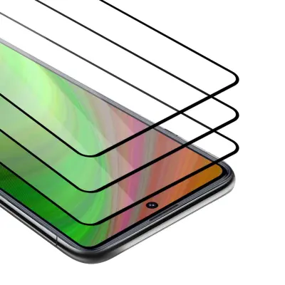 CADORABO Xiaomi POCO X3 NFC - Zaščitna folija v transparentno s čarno - 3-pack Kaljeno steklo za zaščito zaslona s trdoto 9H in 3D dotikom