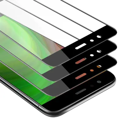CADORABO Huawei P10 LITE - Zaščitna folija v transparentno s čarno - 3-pack Kaljeno steklo za zaščito zaslona s trdoto 9H in 3D dotikom