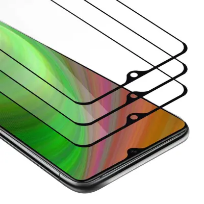 CADORABO OnePlus 7T - Zaščitna folija v transparentno s čarno - 3-pack Kaljeno steklo za zaščito zaslona s trdoto 9H in 3D dotikom