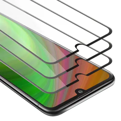 CADORABO LG K50 - Zaščitna folija v transparentno s čarno - 3-pack Kaljeno steklo za zaščito zaslona s trdoto 9H in 3D dotikom
