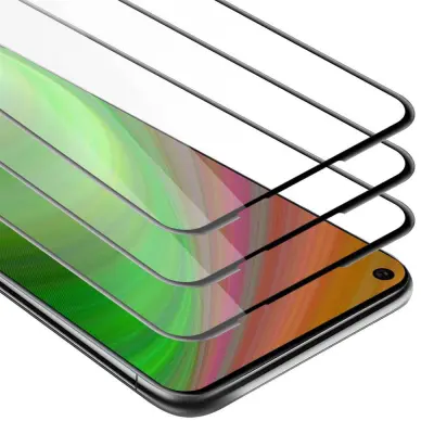 CADORABO Huawei NOVA 5i/P20 LITE 2019 - Zaščitna folija v transparentno s čarno - 3-pack Kaljeno steklo za zaščito zaslona s trdoto 9H in 3D