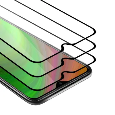 CADORABO Xiaomi RedMi 8A - Zaščitna folija v transparentno s čarno - 3-pack Kaljeno steklo za zaščito zaslona s trdoto 9H in 3D dotikom