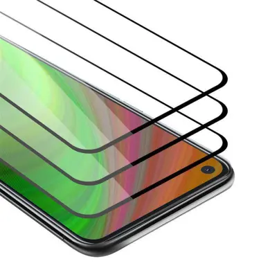 CADORABO Oppo A92 - Zaščitna folija v transparentno s čarno - 3-pack Kaljeno steklo za zaščito zaslona s trdoto 9H in 3D dotikom