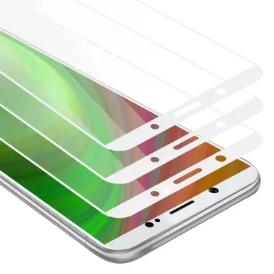 CADORABO Vivo Y71 - Zaščitna folija v transparentno z belo - 3-pack Kaljeno steklo za zaščito zaslona s trdoto 9H in 3D dotikom