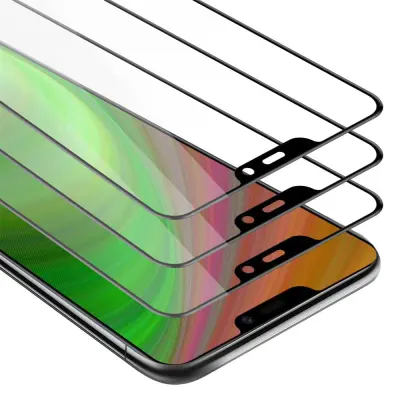 CADORABO Vivo Y85 - Zaščitna folija v transparentno s čarno - 3-pack Kaljeno steklo za zaščito zaslona s trdoto 9H in 3D dotikom