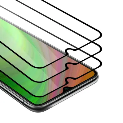 CADORABO Vivo Y20s - Zaščitna folija v transparentno s čarno - 3-pack Kaljeno steklo za zaščito zaslona s trdoto 9H in 3D dotikom
