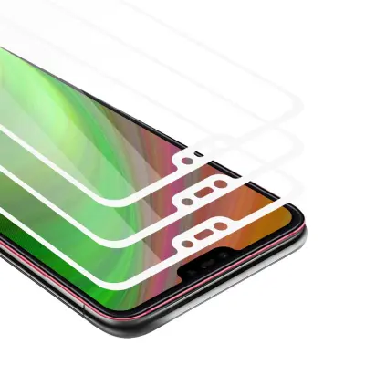 CADORABO Xiaomi Mi 8 LITE - Zaščitna folija v transparentno z belo - 3-pack Kaljeno steklo za zaščito zaslona s trdoto 9H in 3D dotikom