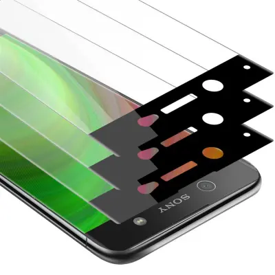 CADORABO Sony Xperia XA ULTRA - Zaščitna folija v transparentno s čarno - 3-pack Kaljeno steklo za zaščito zaslona s trdoto 9H in 3D dotikom