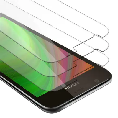 CADORABO Nokia 1 2018 - Zaščitna folija v visoka prosojnost - 3-pack Kaljeno zaščitno steklo za zaslone s trdoto 9H in združljivostjo s 3D dotikom