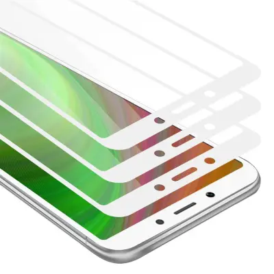 CADORABO Xiaomi RedMi 6 - Zaščitna folija v transparentno z belo - 3-pack Kaljeno steklo za zaščito zaslona s trdoto 9H in 3D dotikom