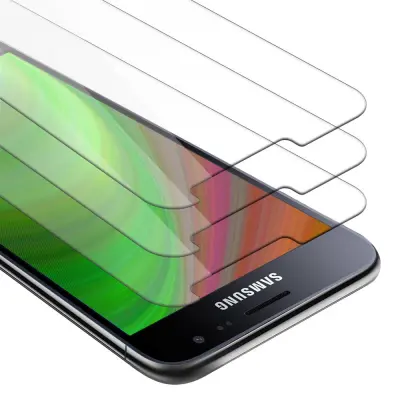 CADORABO Samsung Galaxy J3 2016 - Zaščitna folija - 3-pack Kaljeno zaščitno steklo za zaslone s trdoto 9H in združljivostjo s 3D dotikom