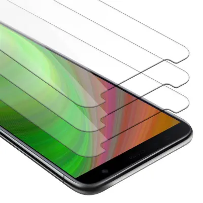 CADORABO Samsung Galaxy J4 PLUS - Zaščitna folija - 3-pack Kaljeno zaščitno steklo za zaslone s trdoto 9H in združljivostjo s 3D dotikom