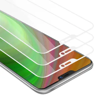 CADORABO Vivo X21 - Zaščitna folija v transparentno z belo - 3-pack Kaljeno steklo za zaščito zaslona s trdoto 9H in 3D dotikom