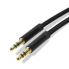 Cadorabo Pomožni zvočni kabel 3,5 mm 1m v črna - Stereo jack kabel, združljiv s priljubljenimi napravami s 3,5 mm pomožnim priključkom