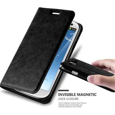 Cadorabo Ohišje, združljivo z Samsung Galaxy S3 / S3 NEO v nočna črna - Zaščitni ovitek z magnetnim zapiranjem, stoječo funkcijo in režo za kartice