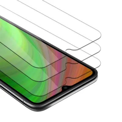 CADORABO Xiaomi RedMi 9A/RedMi 9AT - Zaščitna folija - 3-pack Kaljeno zaščitno steklo za zaslone s trdoto 9H in združljivostjo s 3D doti