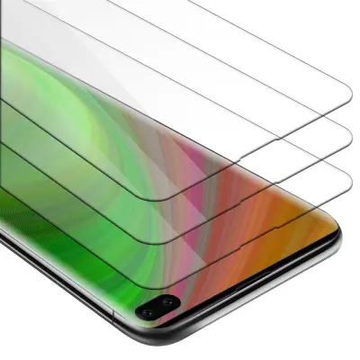 CADORABO Samsung Galaxy S10 PLUS - Zaščitna folija - 3-pack Kaljeno zaščitno steklo za zaslone s trdoto 9H in združljivostjo s 3D dotikom