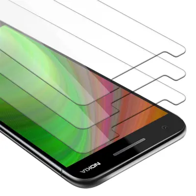 CADORABO Nokia 2.1 - Zaščitna folija v visoka prosojnost - 3-pack Kaljeno zaščitno steklo za zaslone s trdoto 9H in združljivostjo s 3D dotikom