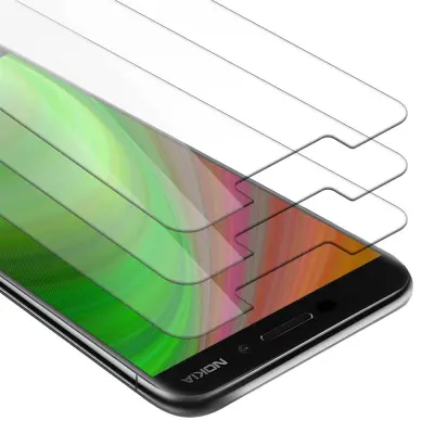 CADORABO Nokia 6.1 - Zaščitna folija v visoka prosojnost - 3-pack Kaljeno zaščitno steklo za zaslone s trdoto 9H in združljivostjo s 3D dotikom