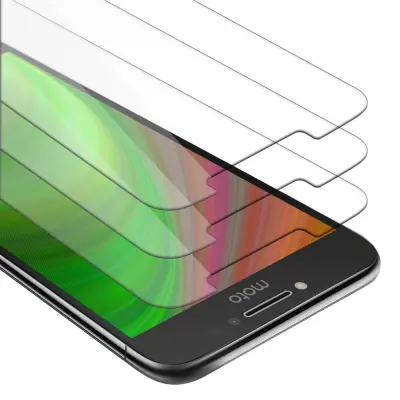 CADORABO Motorola MOTO E4 PLUS - Zaščitna folija - 3-pack Kaljeno zaščitno steklo za zaslone s trdoto 9H in združljivostjo s 3D dotikom