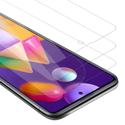 CADORABO Samsung Galaxy M31s - Zaščitna folija - 3-pack Kaljeno zaščitno steklo za zaslone s trdoto 9H in združljivostjo s 3D dotikom