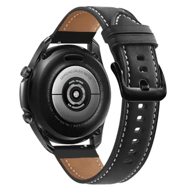 Cadorabo Originalna usnjena zapestnica 20mm združljiva s Samsung Galaxy Watch 42 mm/S2 Classic/Sport v črna - Nadomestna zapestnica za Huawei Watch 2