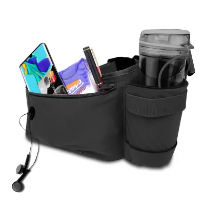 Cadorabo Mobilni telefon Fanny Pack v aralija črna - Nastavljiva dolžina torbice za mobilni telefon z zadrgo