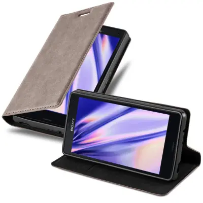 Cadorabo Ohišje, združljivo z Sony Xperia Z3 COMPACT v kavovinsko rdeča - Zaščitni ovitek z magnetnim zapiranjem, stoječo funkcijo in režo za kartice