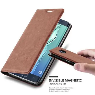 Cadorabo Ohišje, združljivo z Samsung Galaxy S6 EDGE v kapučino rjava - Zaščitni ovitek z magnetnim zapiranjem, stoječo funkcijo in režo za kartice