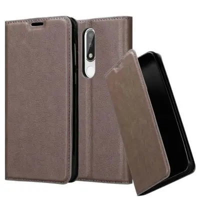 Cadorabo Ohišje, združljivo z Nokia 5.1 PLUS / X5 v kavovinsko rdeča - Zaščitni ovitek z magnetnim zapiranjem, stoječo funkcijo in režo za kartice
