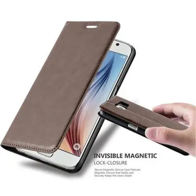 Cadorabo Ohišje, združljivo z Samsung Galaxy S6 v kavovinsko rdeča - Zaščitni ovitek z magnetnim zapiranjem, stoječo funkcijo in režo za kartice