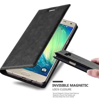 Cadorabo Ohišje, združljivo z Samsung Galaxy A5 2015 v nočna črna - Zaščitni ovitek z magnetnim zapiranjem, stoječo funkcijo in režo za kartice