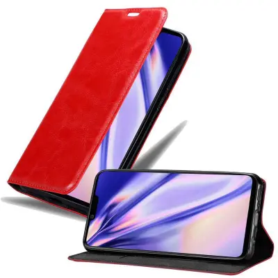Cadorabo Ohišje, združljivo z LG G8 ThinQ v rdeče jabolko - Zaščitni ovitek z magnetnim zapiranjem, stoječo funkcijo in režo za kartice